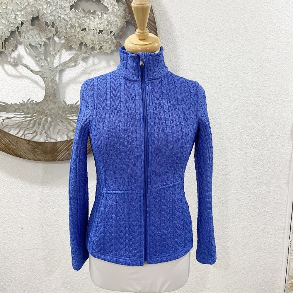 Spyder Major Cable Stryke Fleece Sweater Jacket Blue Small